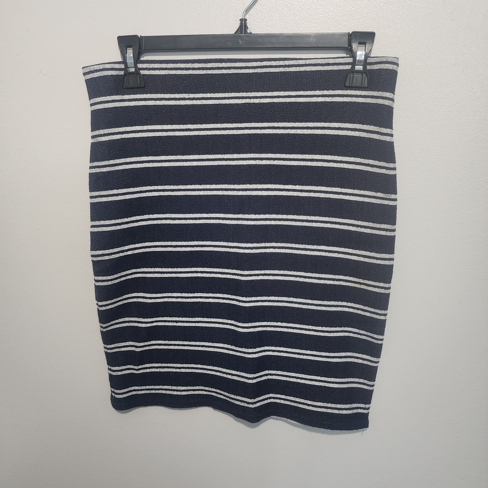 LOFT Navy and White Striped Pencil Skirt